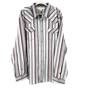 NEW Cody James Pearl Snap Flannel Shirt Men's 3X Gray Striped Western Cowboy